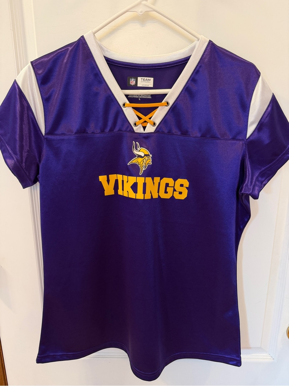 NEW! NFL Team Apparel Minnesota Vikings Women's Large Purple Shimmer Top